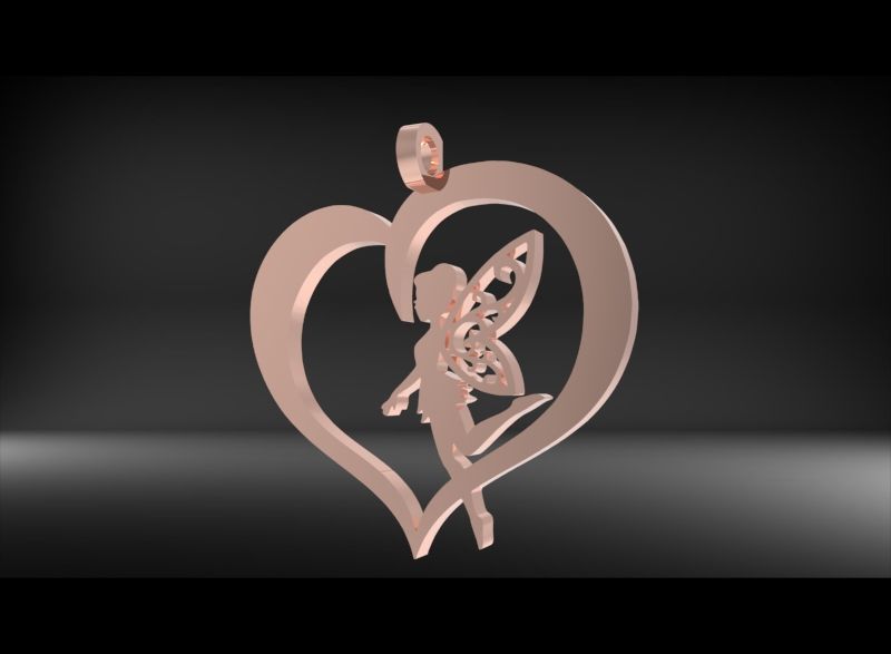 Fairy heart Pendant Necklace Charm Jewelry 3D print model_1