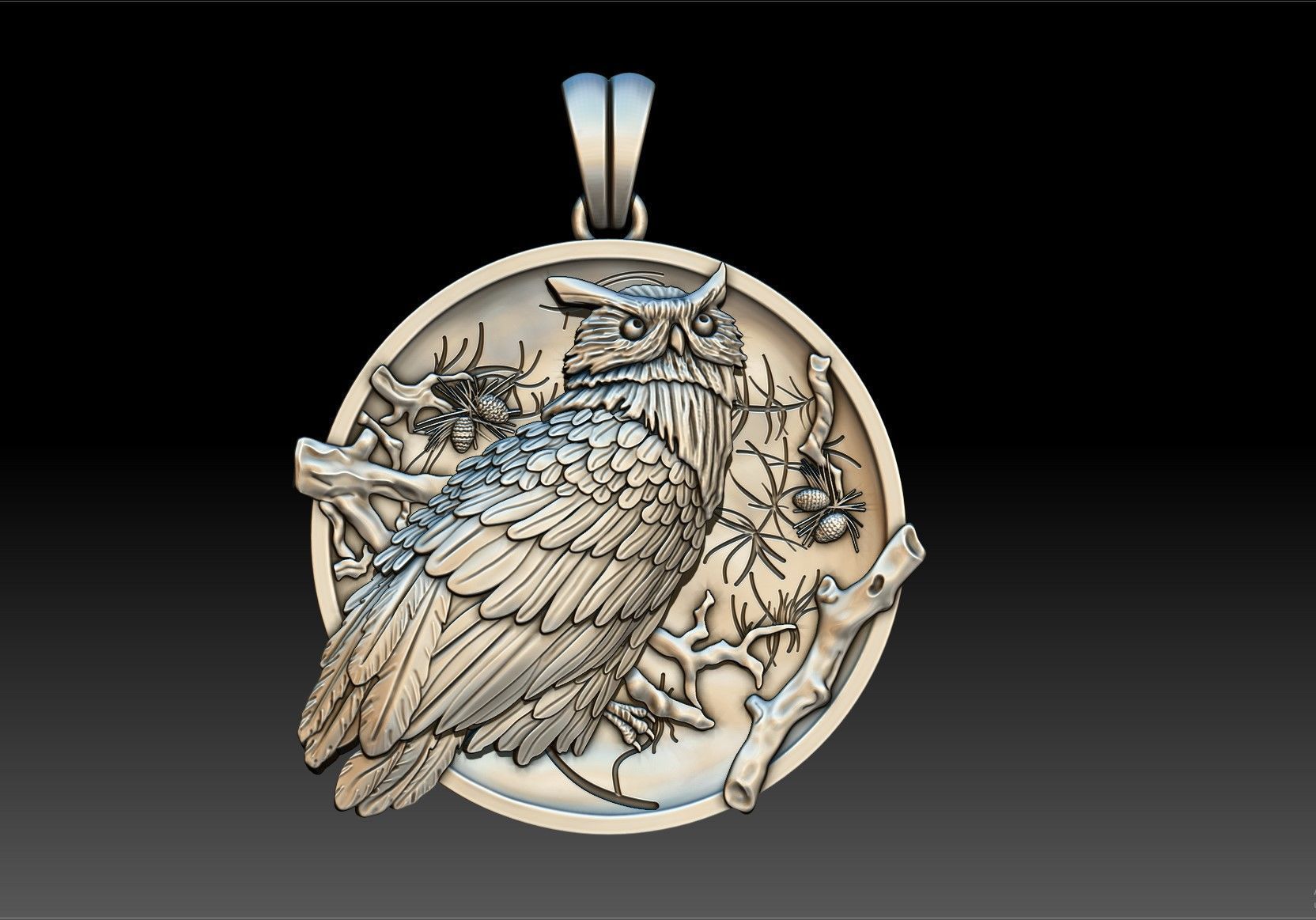 OWL PENDANT 3D print model_4