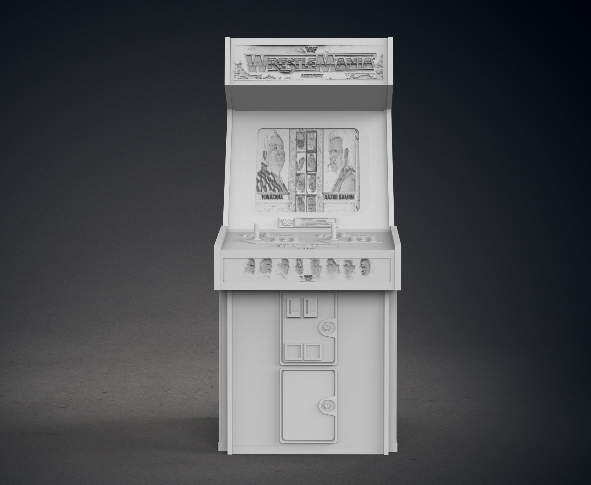 WWF - WrestleMania Arcade Cabinet with Lithophane 3D print model_2