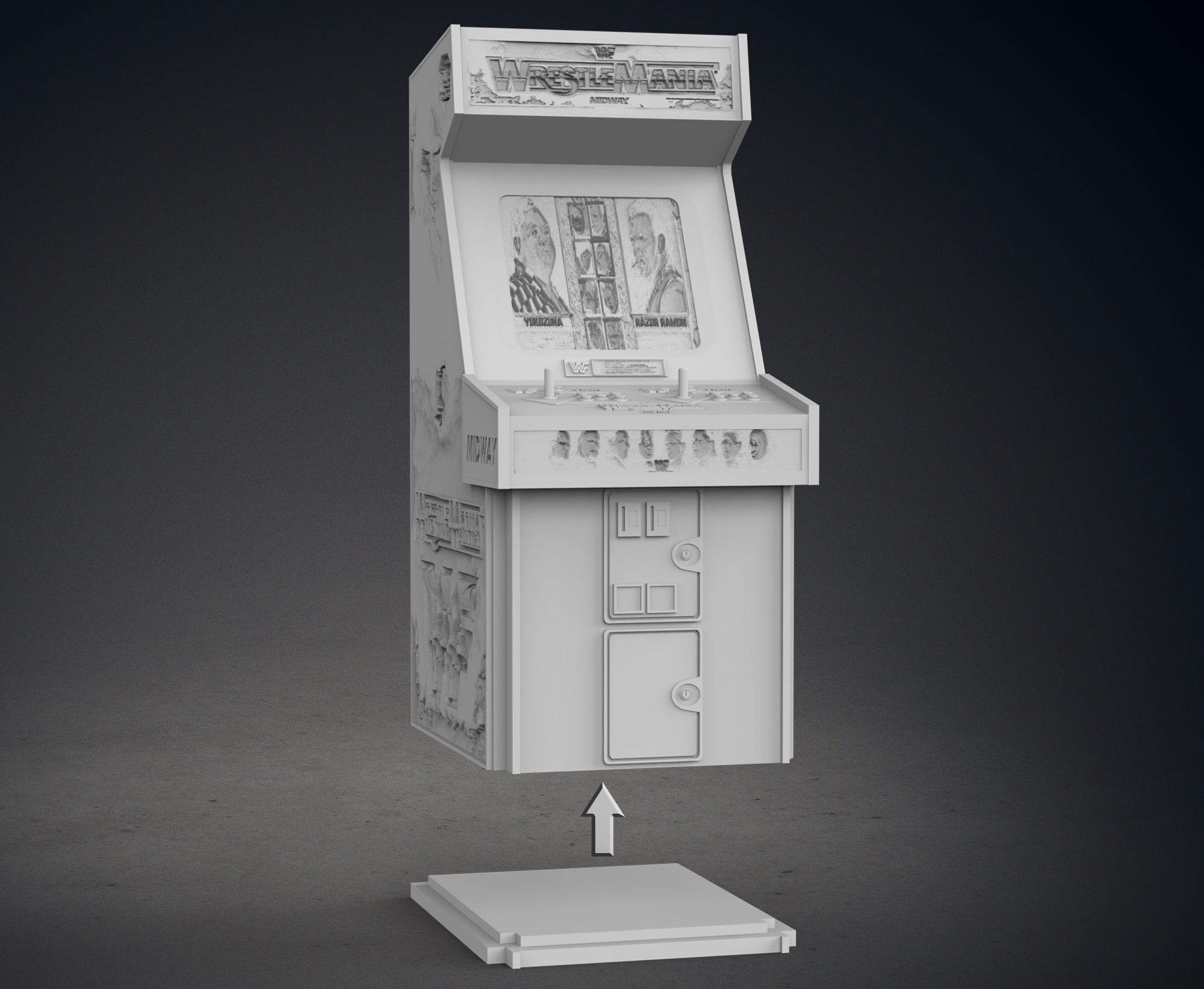 WWF - WrestleMania Arcade Cabinet with Lithophane 3D print model_11