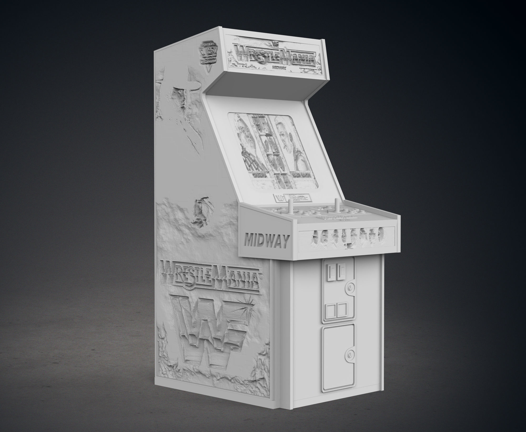 WWF - WrestleMania Arcade Cabinet with Lithophane 3D print model_9