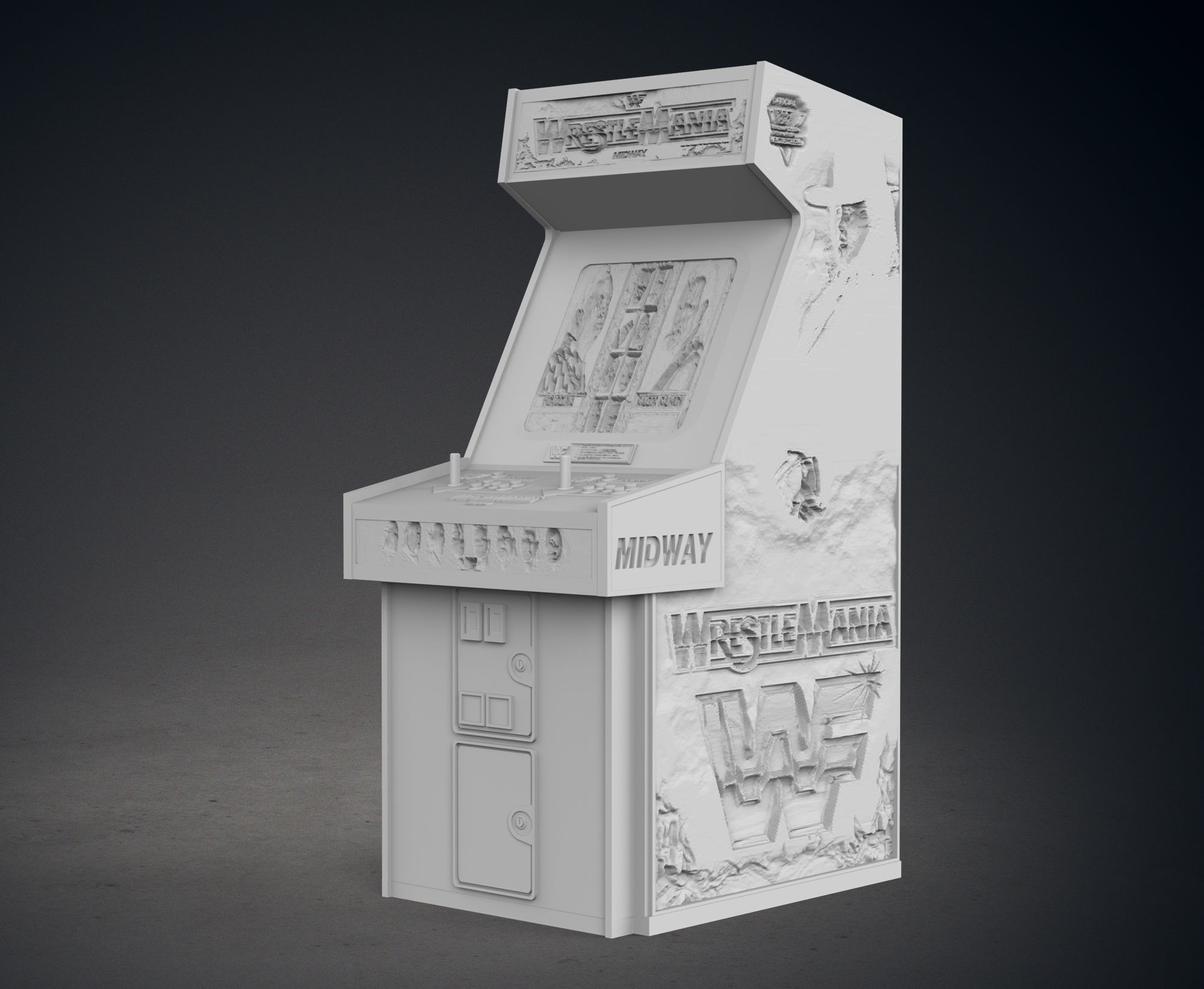WWF - WrestleMania Arcade Cabinet with Lithophane 3D print model_3