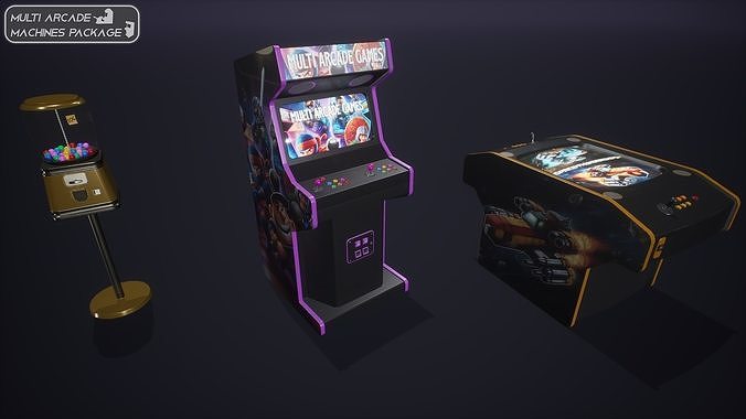 Multi Arcade Machines Package Low-poly 3D model 6