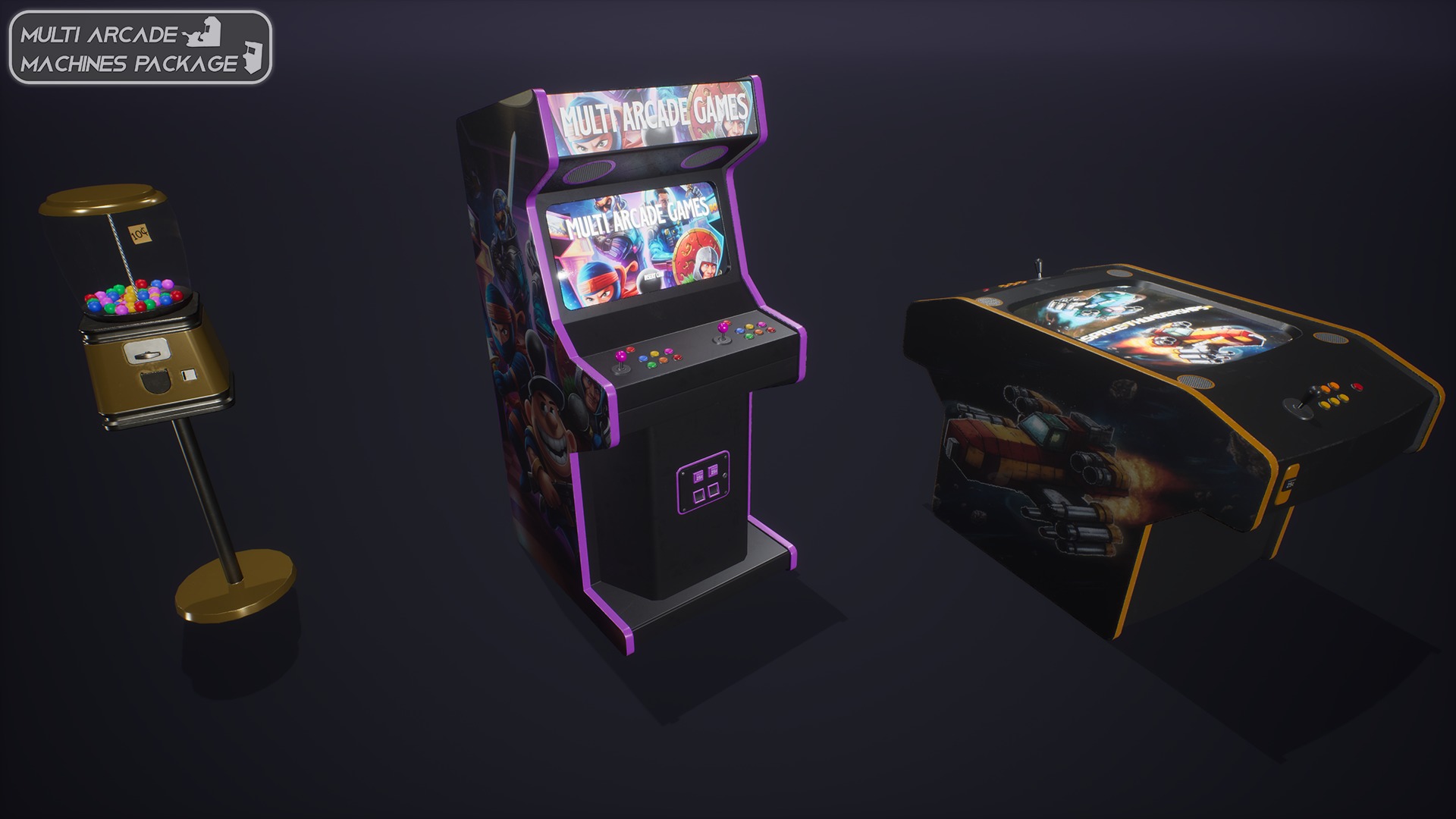Multi Arcade Machines Package Low-poly 3D model_5