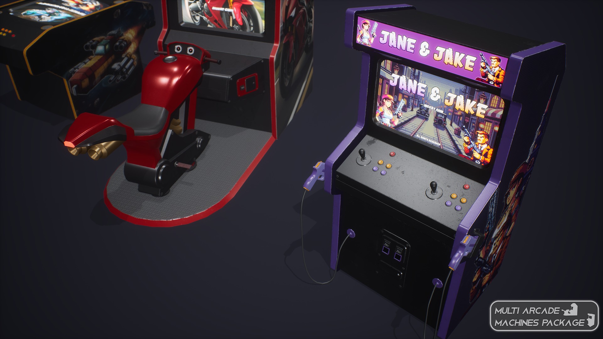 Multi Arcade Machines Package Low-poly 3D model_13