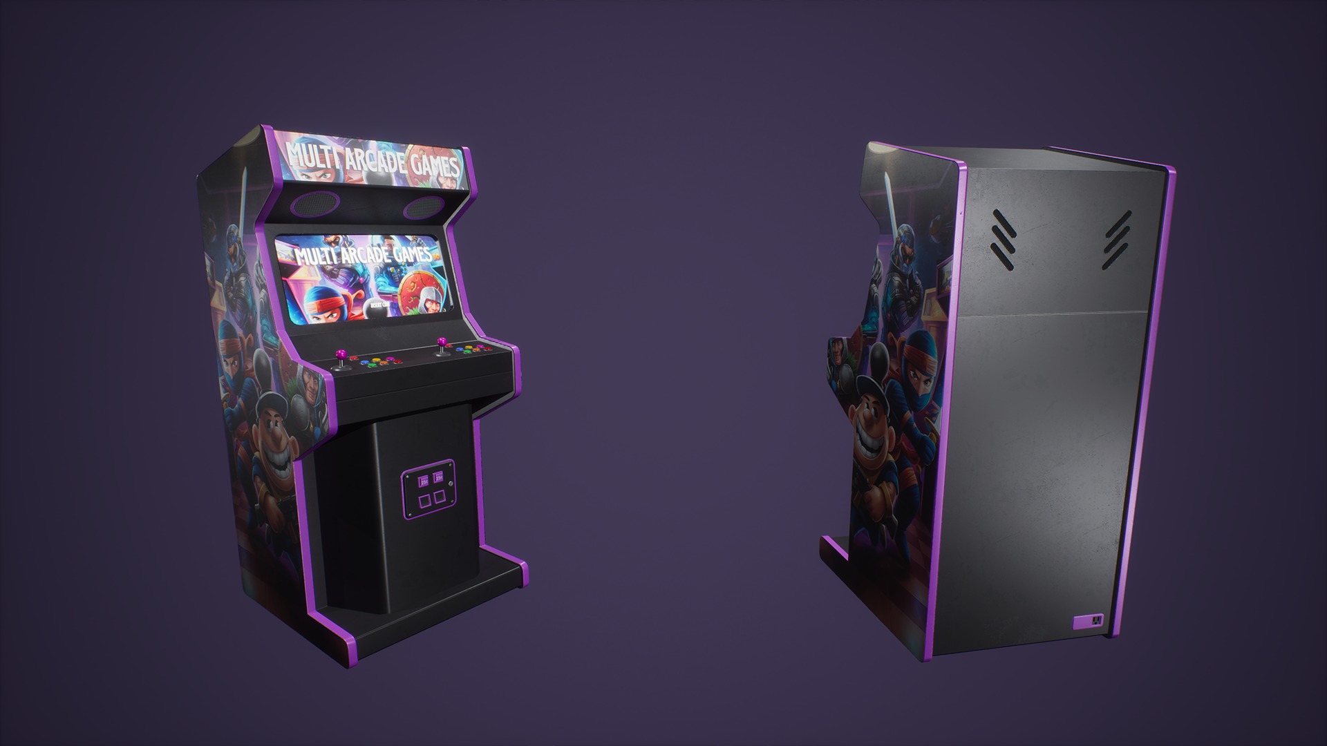 Multi Arcade Machines Package Low-poly 3D model_18
