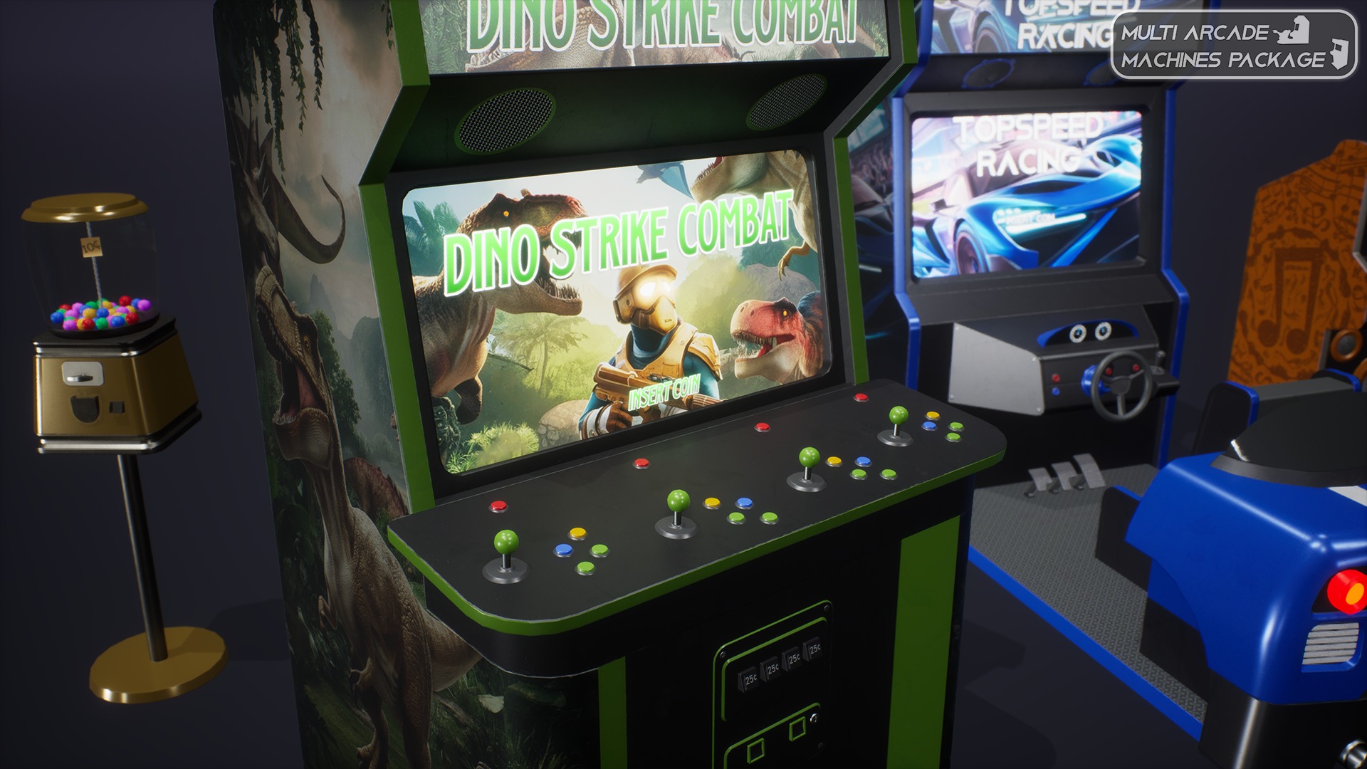 Multi Arcade Machines Package Low-poly 3D model_14