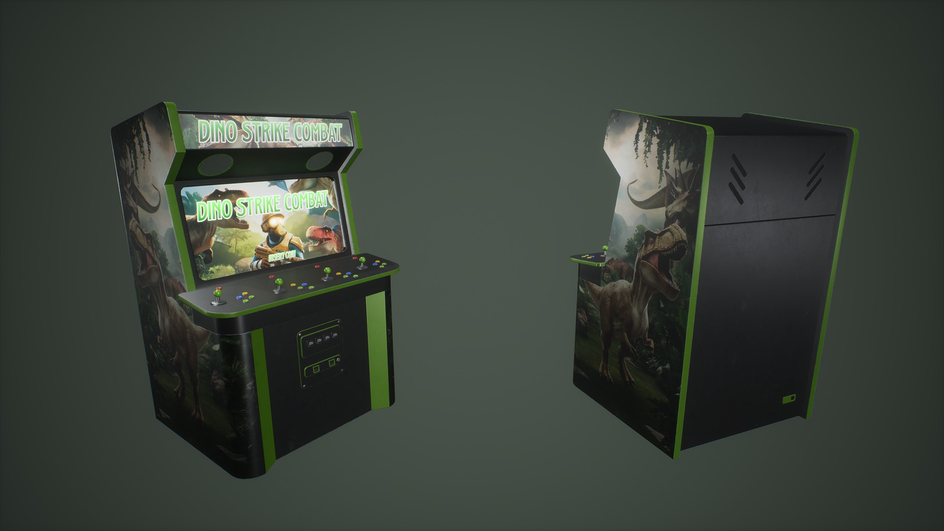 Multi Arcade Machines Package Low-poly 3D model_16