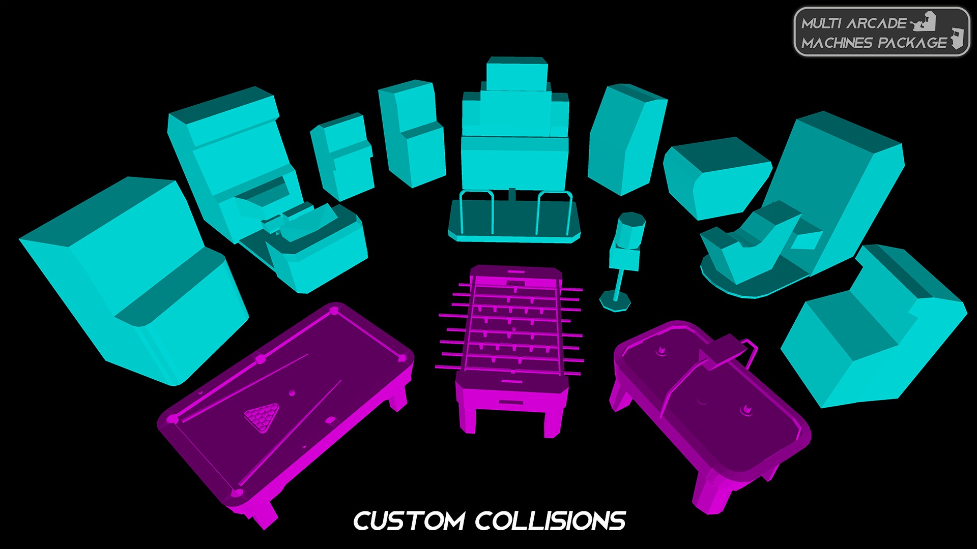 Multi Arcade Machines Package Low-poly 3D model_32