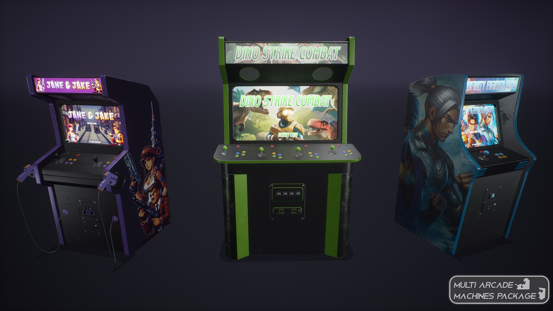 Multi Arcade Machines Package Low-poly 3D model_6