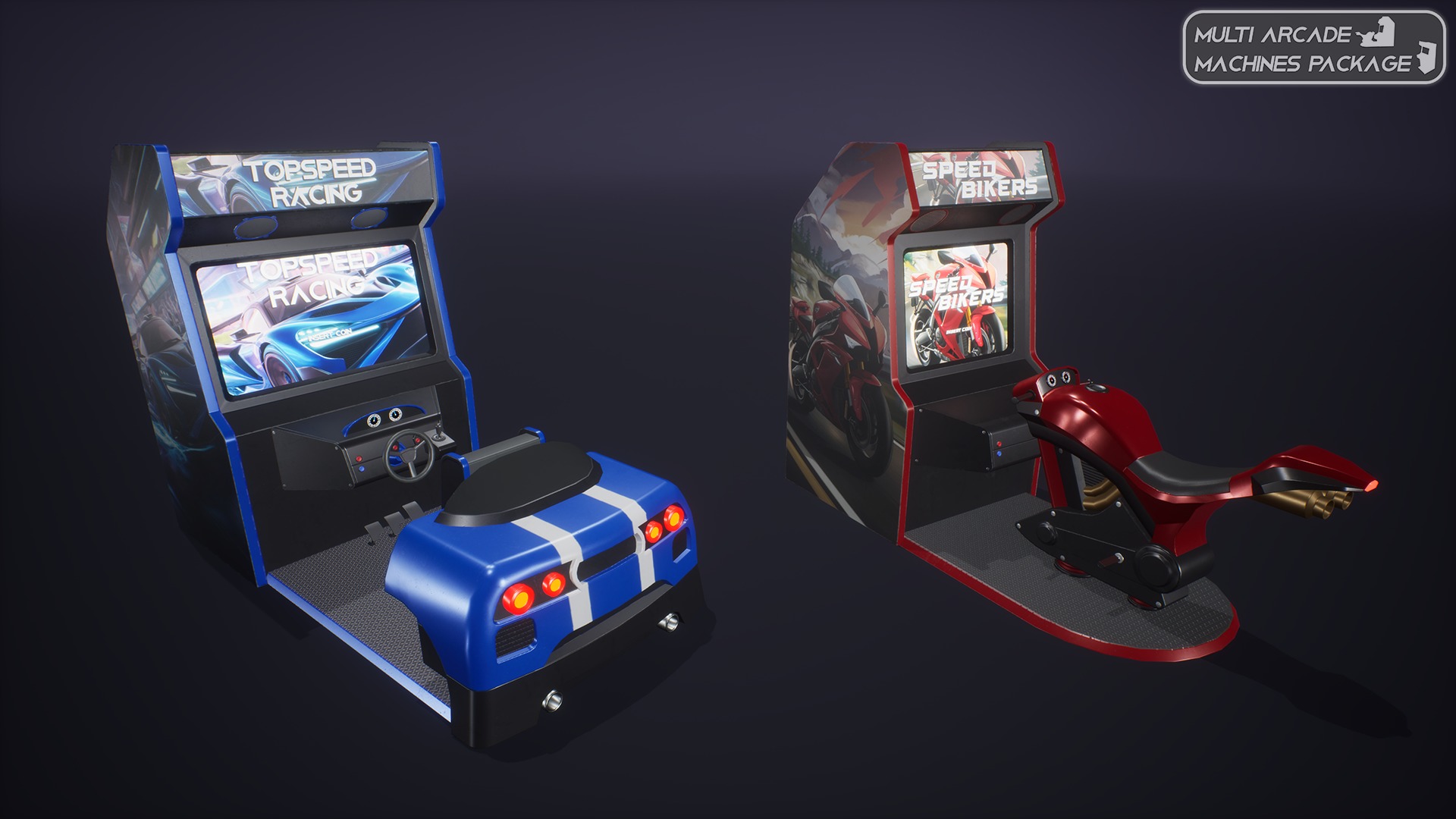 Multi Arcade Machines Package Low-poly 3D model_4