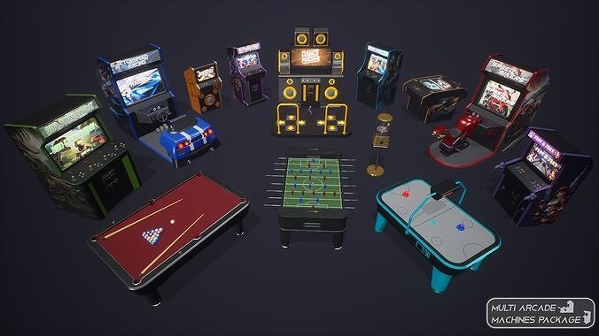 Multi Arcade Machines Package Low-poly 3D model 2