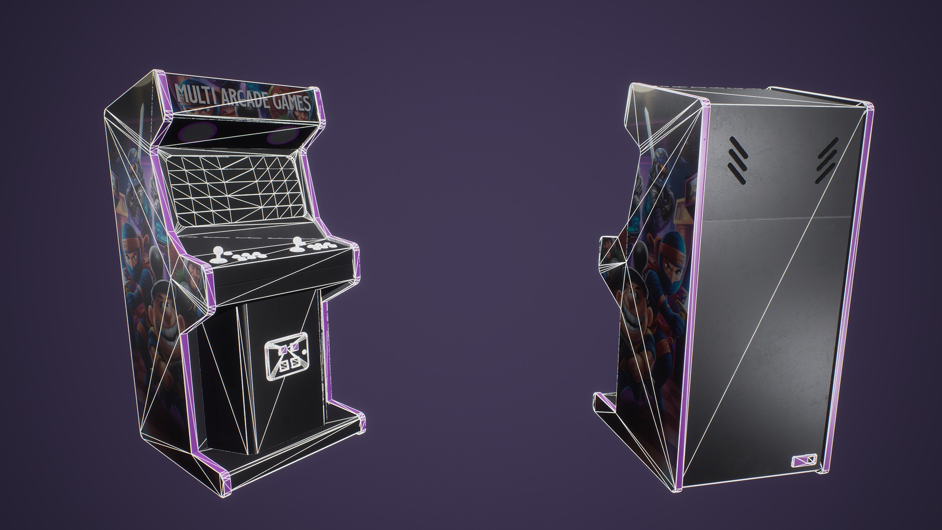 Multi Arcade Machines Package Low-poly 3D model_19