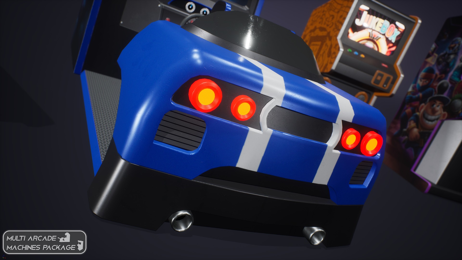 Multi Arcade Machines Package Low-poly 3D model_7