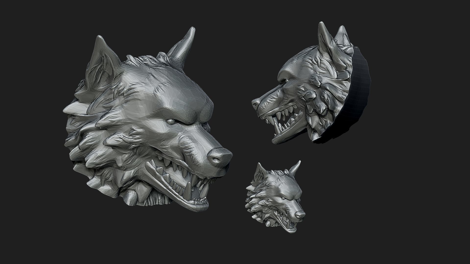 wolf head 3D print model_5