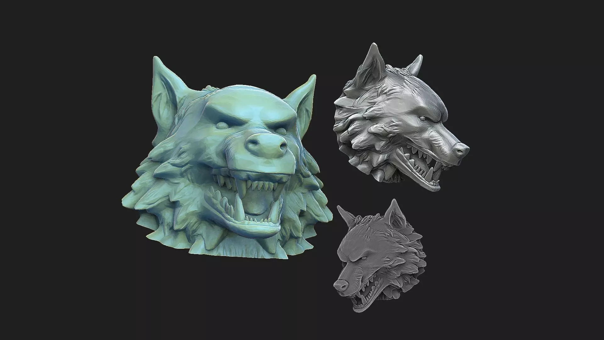 wolf head 3D print model_0