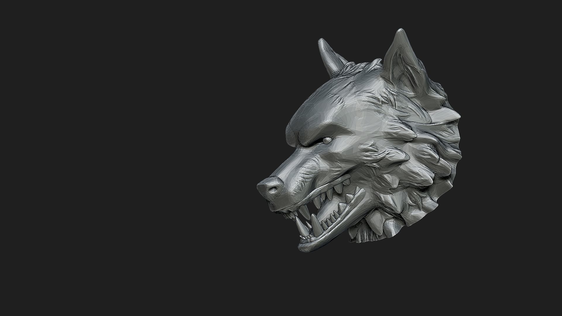 wolf head 3D print model_1