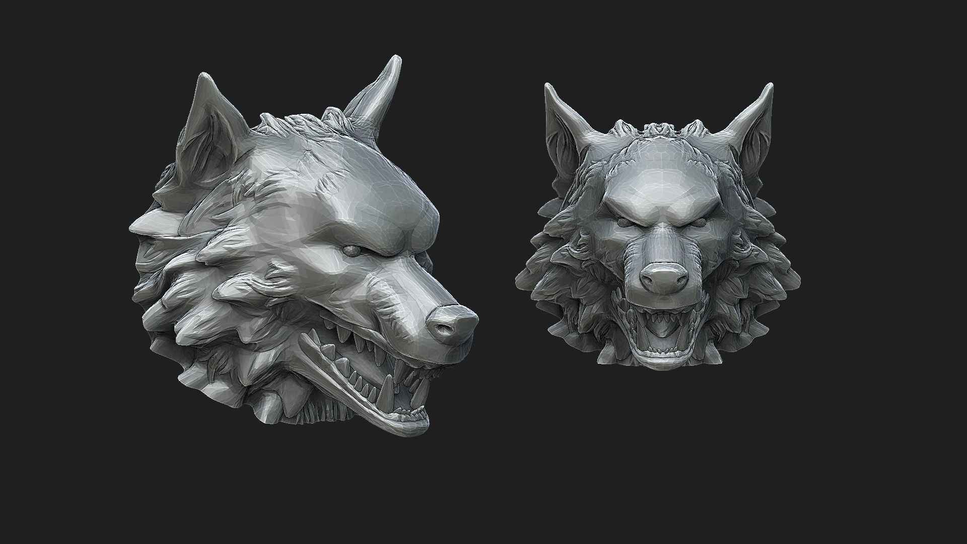 wolf head 3D print model_3
