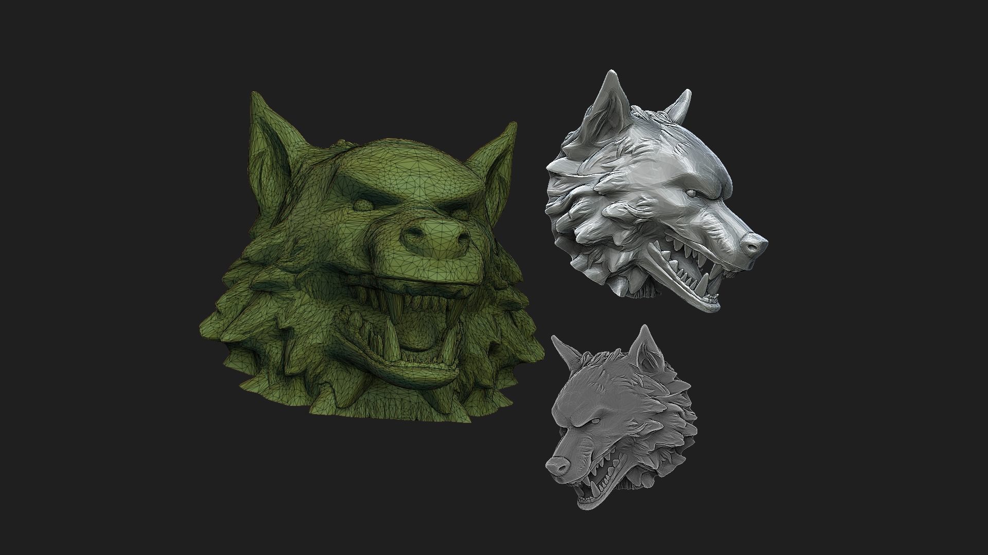 wolf head 3D print model_4