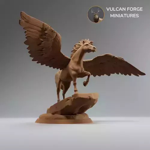Pegasus winged fantasy horse on rock - pre supported