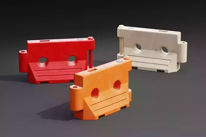 Water Filled Barricade Pack PBR Game-Ready Low-poly 3D model