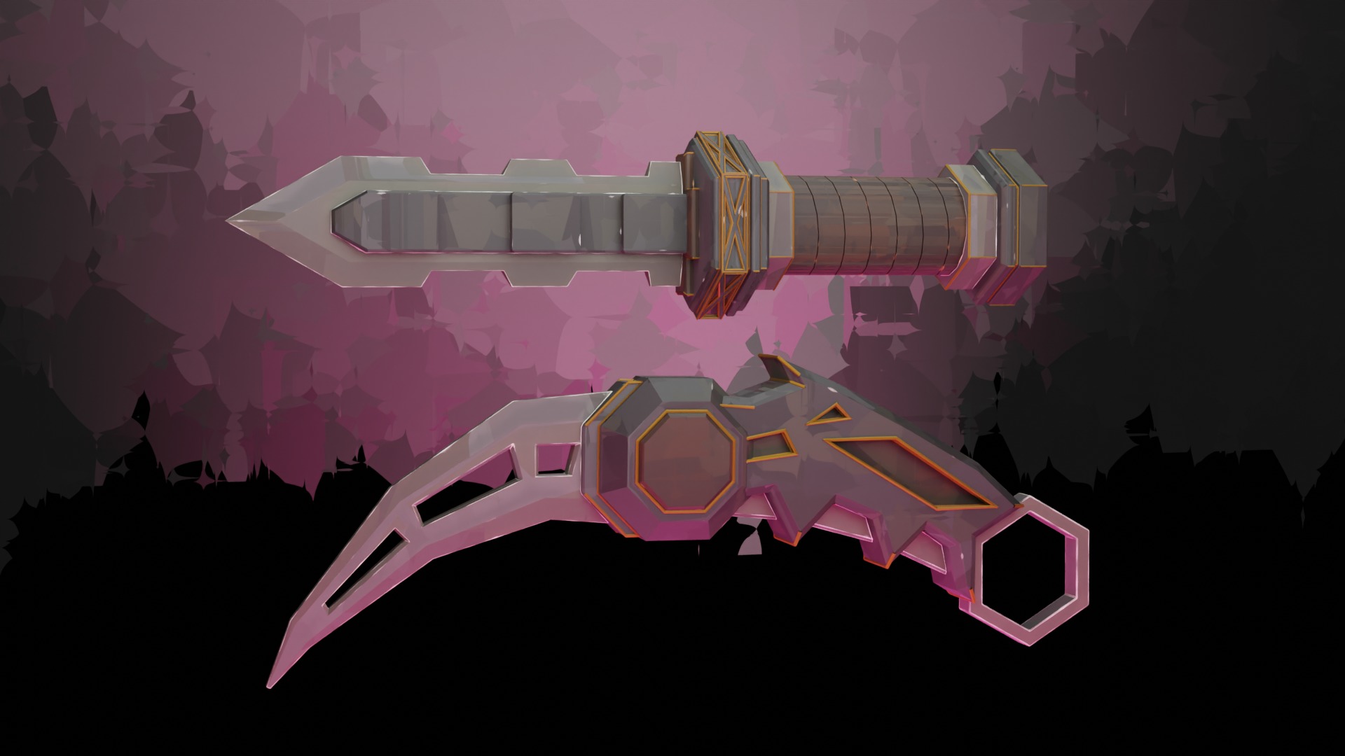 Crazy weapon pack in arcane style - Game ready Low-poly 3D model_2