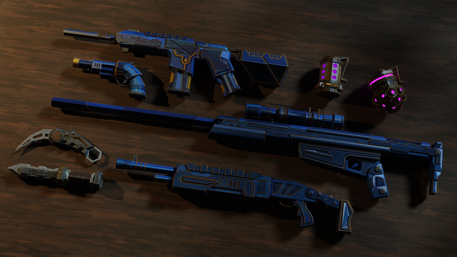 Crazy weapon pack in arcane style - Game ready Low-poly 3D model_1