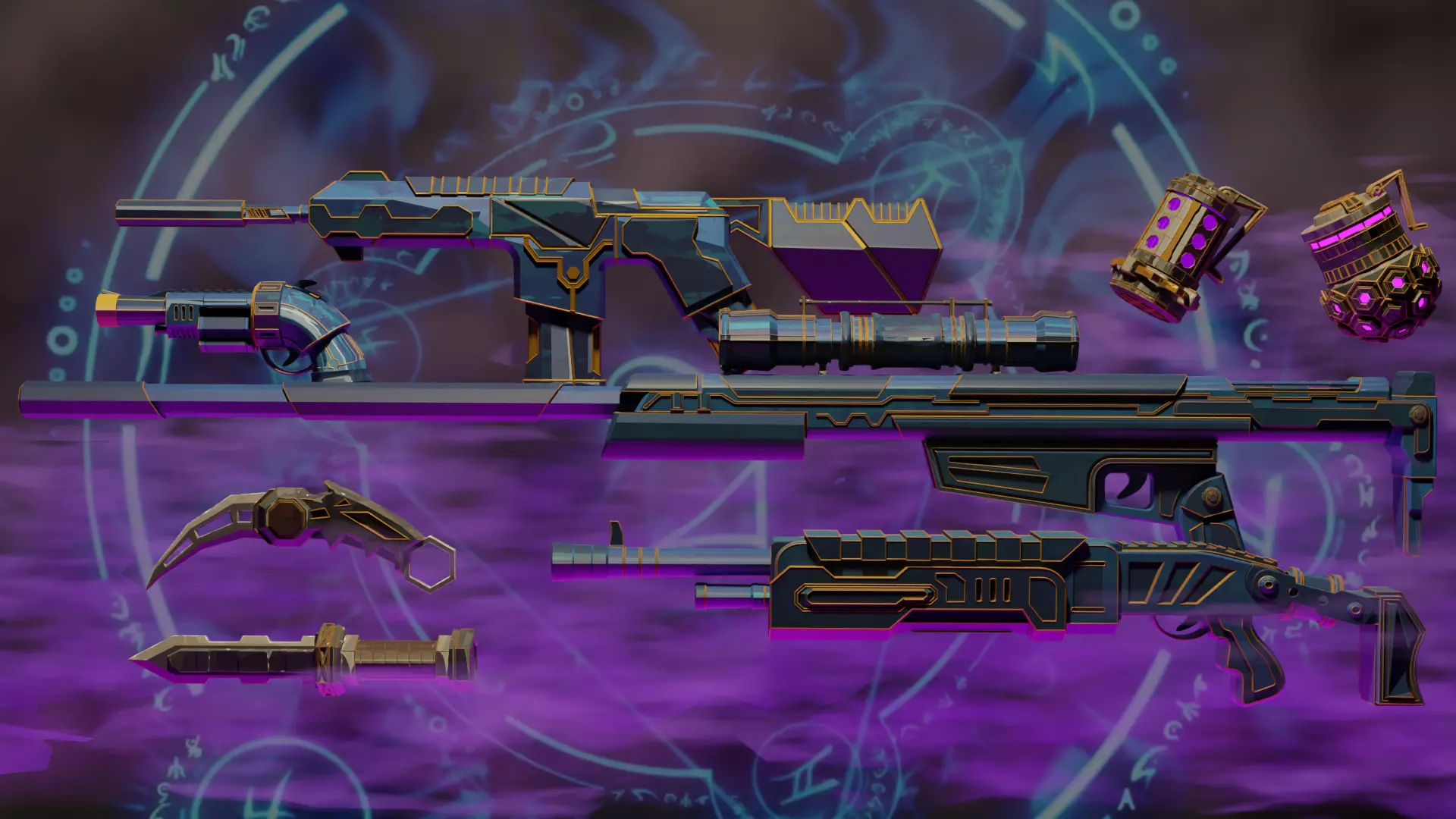 Crazy weapon pack in arcane style - Game ready Low-poly 3D model_0