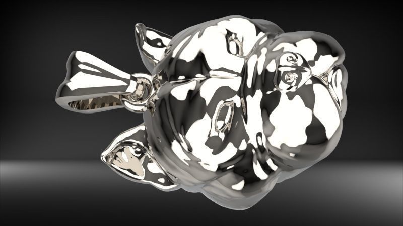 head pitbull dog pendant 3D print model_6
