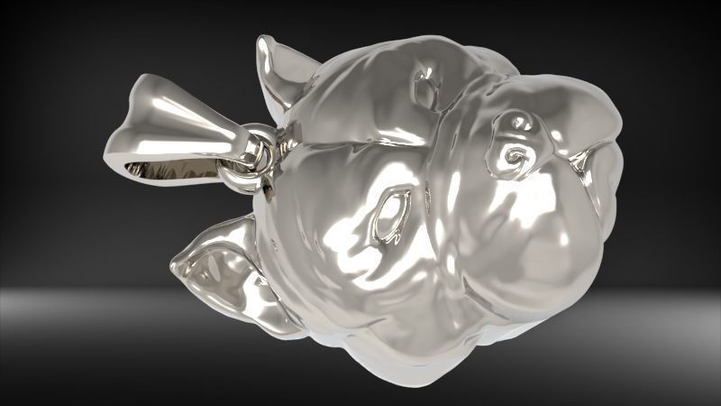 head pitbull dog pendant 3D print model_22