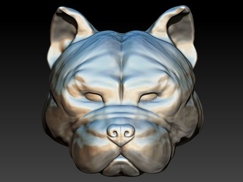 head pitbull dog pendant 3D print model_9