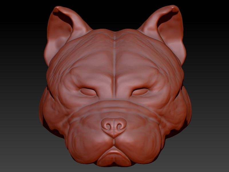 head pitbull dog pendant 3D print model_1