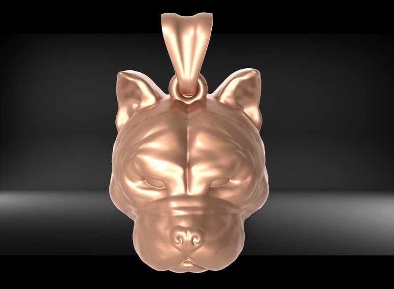 head pitbull dog pendant 3D print model_15