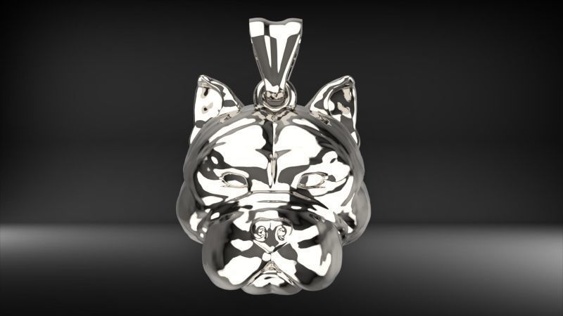 head pitbull dog pendant 3D print model_7