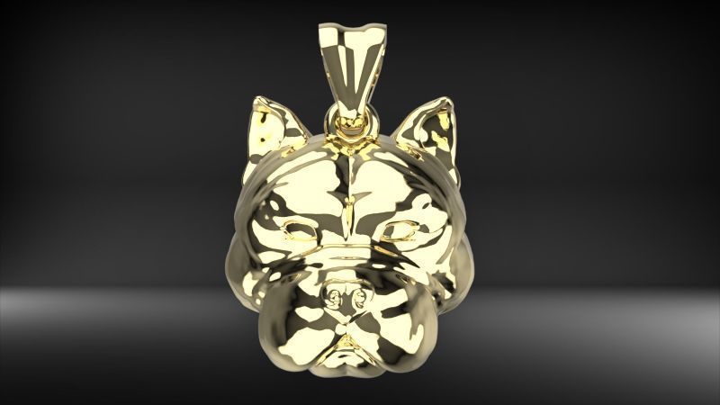 head pitbull dog pendant 3D print model_30