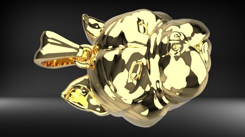 head pitbull dog pendant 3D print model_4