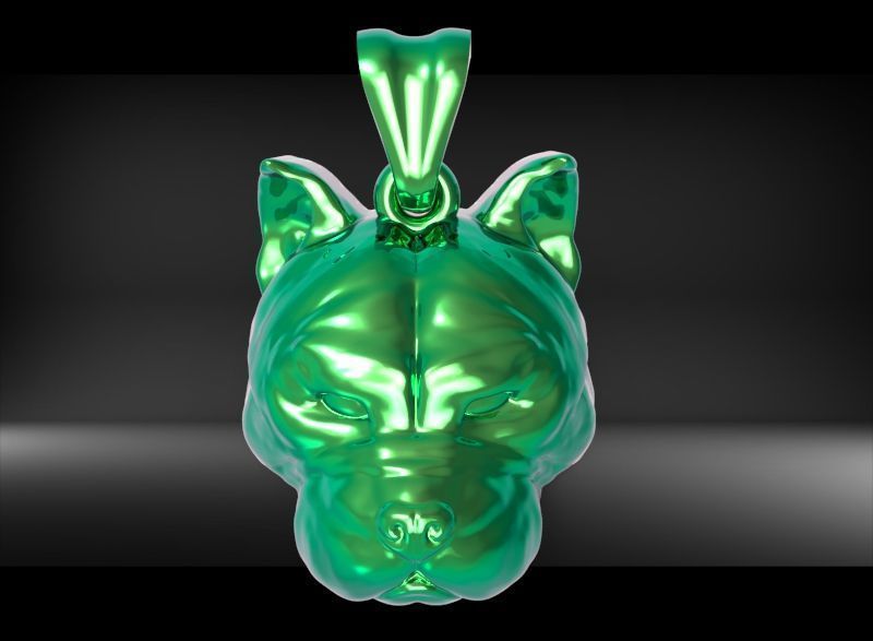 head pitbull dog pendant 3D print model_16
