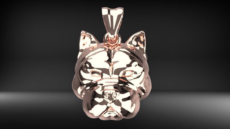 head pitbull dog pendant 3D print model_2