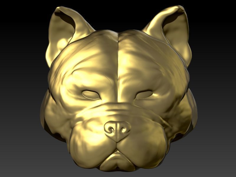 head pitbull dog pendant 3D print model_3