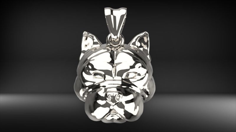head pitbull dog pendant 3D print model_29