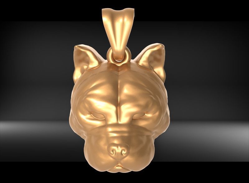 head pitbull dog pendant 3D print model_14