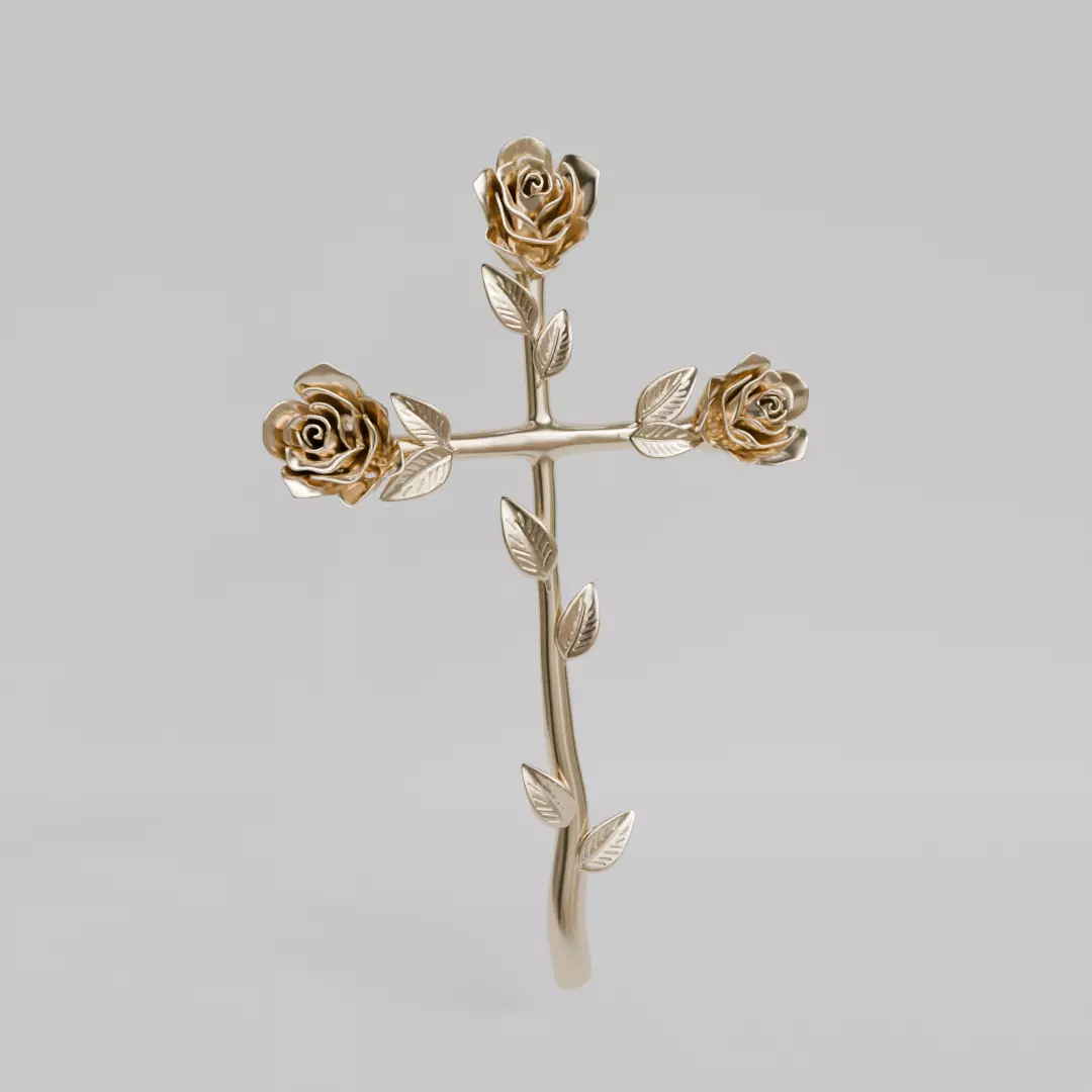 colgante cruz con rosas 3D print model