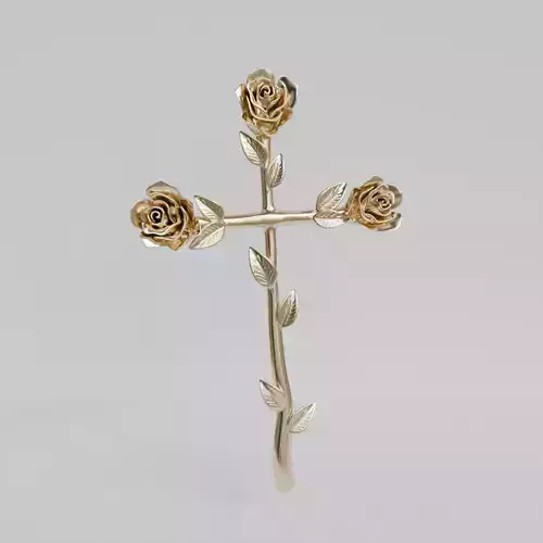 colgante cruz con rosas 3D print model