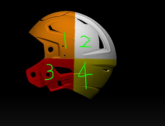 Full Size Adult Football Helmet - Single Print and 8-print Files 3D print model_4