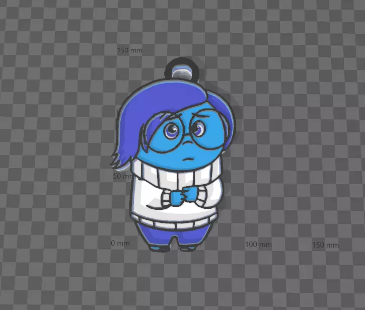 inside out sadness keychain 3D print model