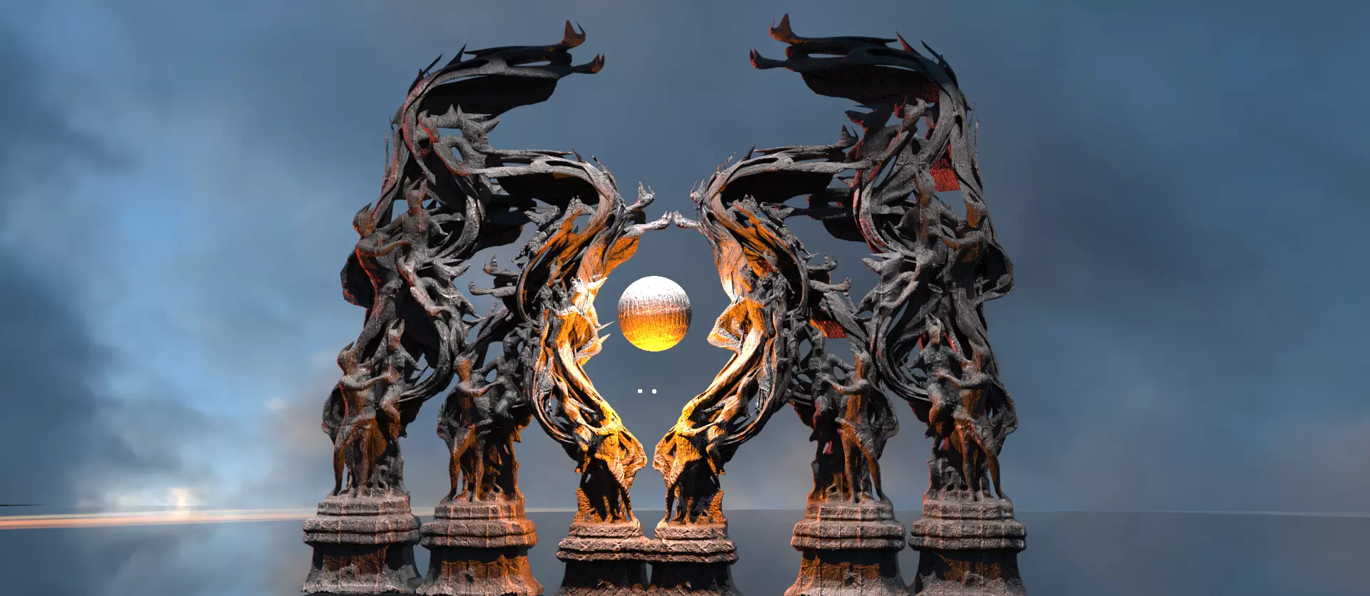 Dantes Inferno Great Dance sculpture 5 Low-poly 3D model