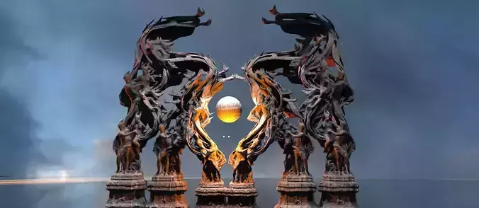 Dantes Inferno Great Dance sculpture 5  Low-poly 3D model
