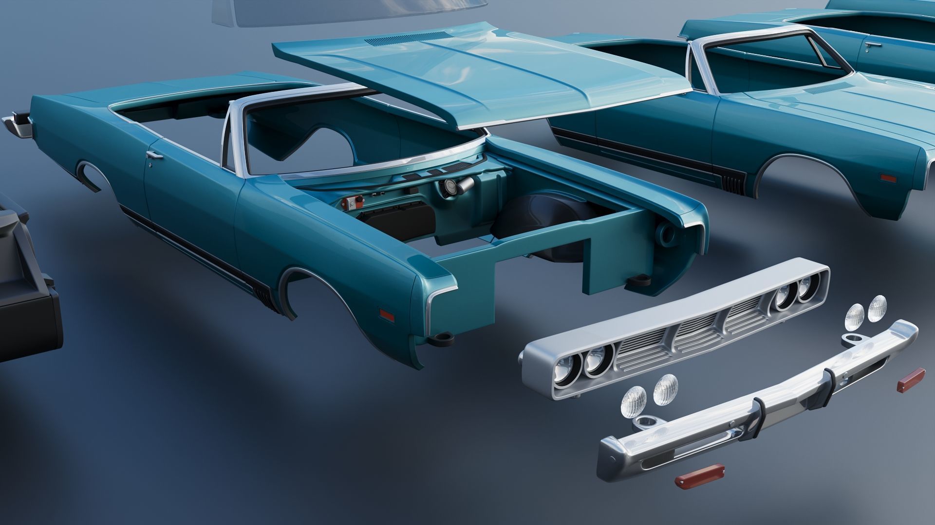 Dodge Polara Convertible 1969 3D print model_25