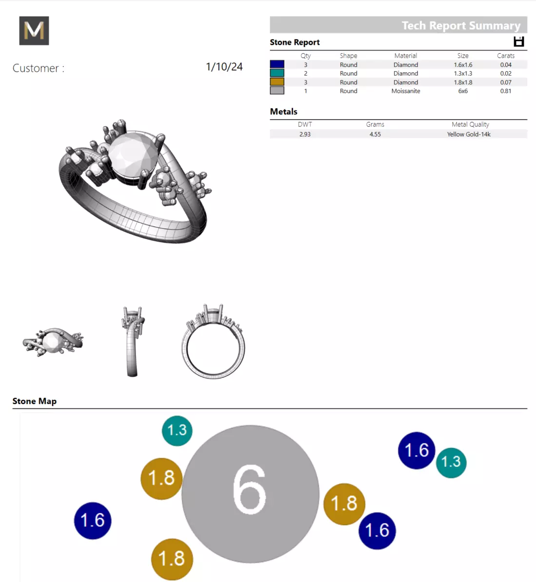Sapphire ring with bypass band and small diamond accents  3D print model_4