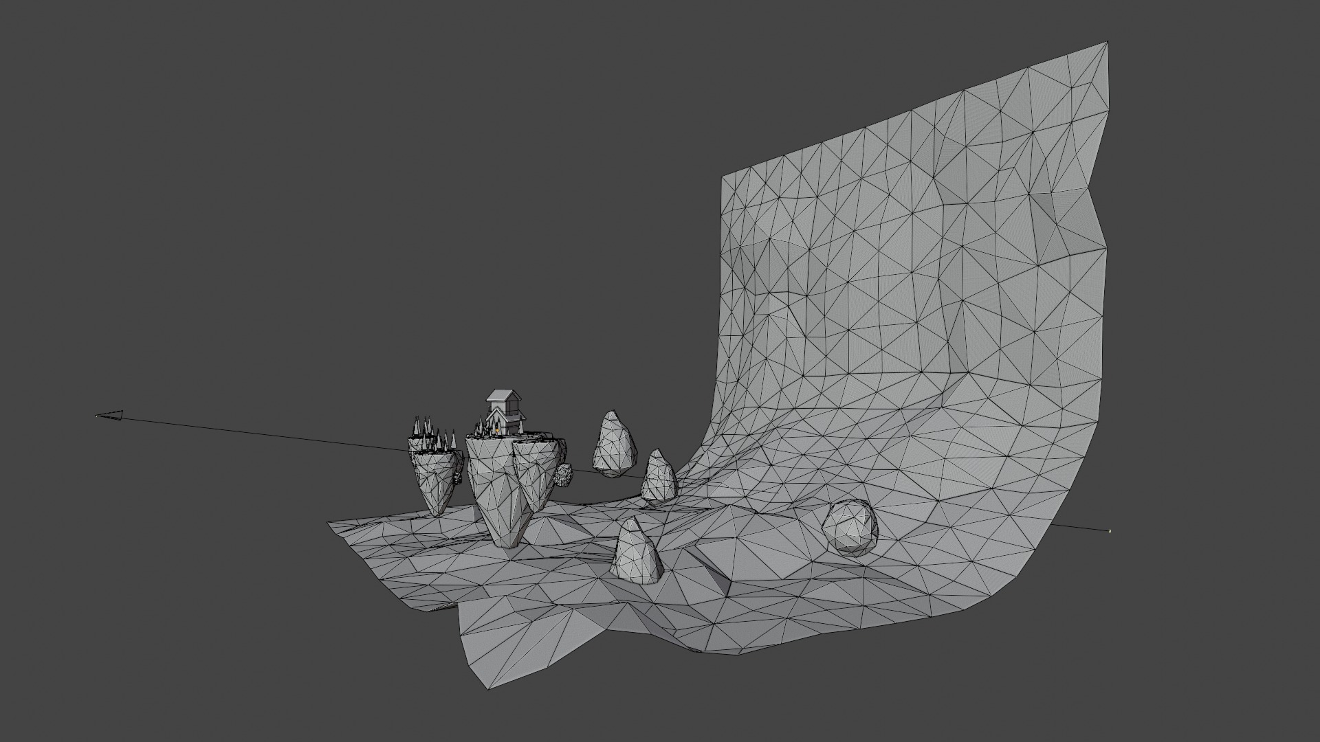 Floating Island House - Stylized Low Poly 3D Scene 3D model_8